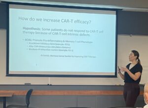 Reni presented her first MIMG department seminar on potential techniques to increase CAR-T efficacy. (Fall 2021)